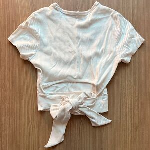 Garage White Short Sleeve Tie-Back Top